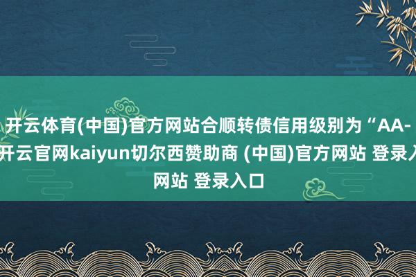 开云体育(中国)官方网站合顺转债信用级别为“AA-”-开云官网kaiyun切尔西赞助商 (中国)官方网站 登录入口