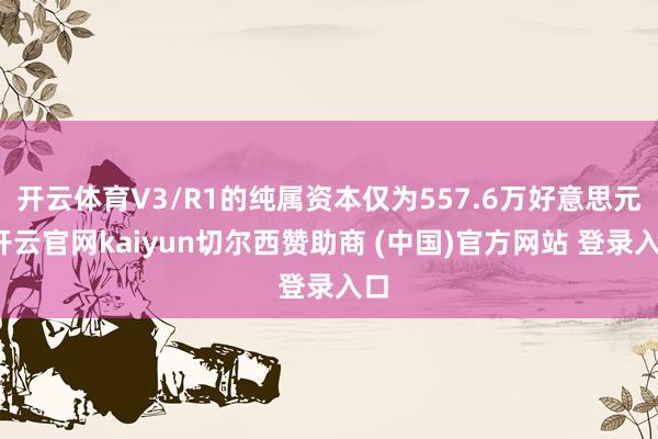 开云体育V3/R1的纯属资本仅为557.6万好意思元-开云官网kaiyun切尔西赞助商 (中国)官方网站 登录入口